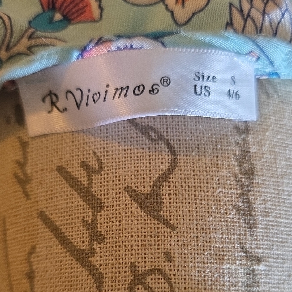 R. Vivimos Gorgeous Revolve Floral Bohemian Summer Dress in Blue and Pink - Picture 3 of 8